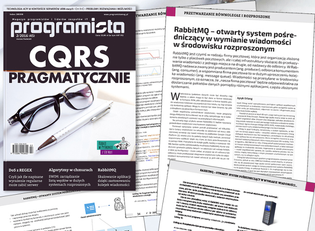 Fragment artykułu o RabbitMQ w numerze numerze 2/2016 (45) polskiego magazynu Programista