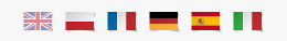 Flagi możliwych języków w serwisie RabbitMQ Europe