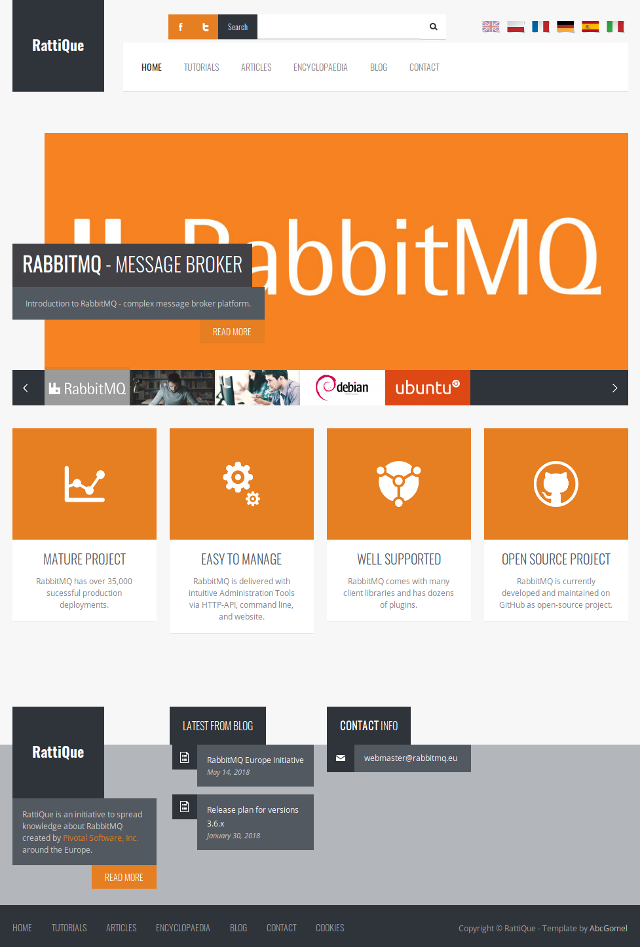 Screenshot of RabbitMQ Europe homepage